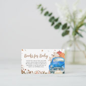 Blauwe Herfst Pompoen Vrachtwagen Baby shower Boek Informatiekaartje (Staand voorkant)