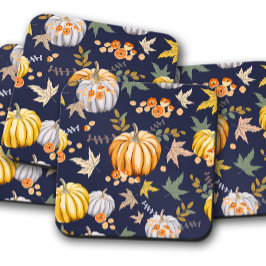 Blauwe Herfst Pumpkin | Autumn Pumpkin Cork Drink  Bier Onderzetter