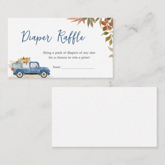 Blauwe Herfst Pumpkin Baby shower Diaper Raffle Informatiekaartje (Voorkant / Achterkant)