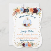 Blauwe Herfst Pumpkin Floral Baby shower Kaart (Voorkant)