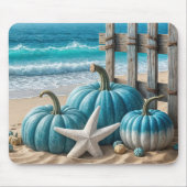 Blauwe Herfst Strandpompoenen met Stafish Muismat (Voorkant)