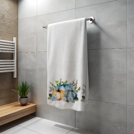 Blauwe herfst Waterverf Thanksgiving Bath T Bad Handdoek