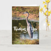 Blauwe Heron die aan jou denkt Kaart (Gele Bloem)