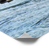 Blauwe Heron in blauw water Poster (Hoek)