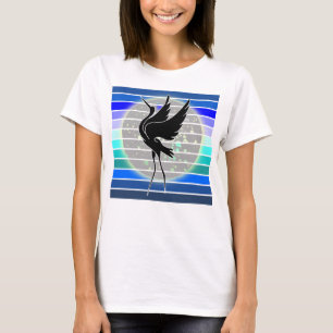 Blauwe Heron Majestic Silhouet op het Volle Maan M T-shirt