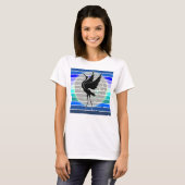 Blauwe Heron Majestic Silhouet op het Volle Maan M T-shirt (Voorkant volledig)
