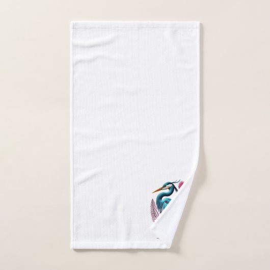 Blauwe Heron met Sommige Roze Veren Serene Wildlif Bad Handdoek (Handdoek)