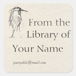 Blauwe Heron Schets Boekplaat Vierkante Sticker