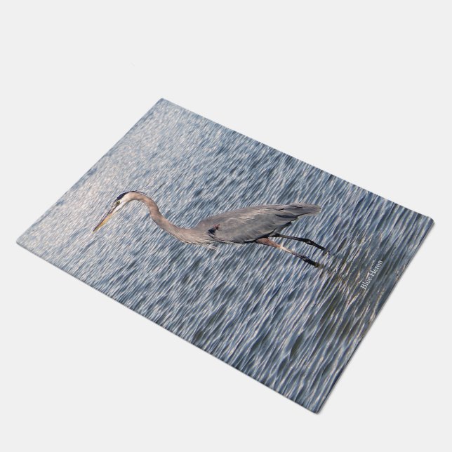 Blauwe Heron water deur mat (Schuin)