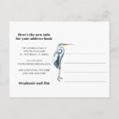 Blauwe Heron Waterfront Vet Typografie Nieuw adres Aankondigingskaart (Achterkant)