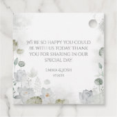 Blauwe Heron Watervogels Witte Bloemen Etherische  Bedankjes Labels (Achterkant)