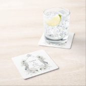 Blauwe Heron Watervogels Witte Bloemen Etherische Kartonnen Onderzetters (Insitu)