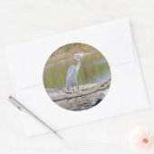 Blauwe heronsticker ronde sticker (Envelop)