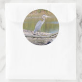 Blauwe heronsticker ronde sticker (Tas)