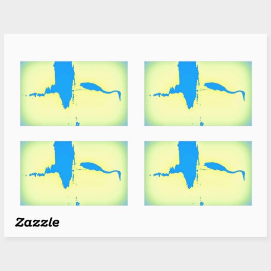 blauwe hert rechthoekige sticker (Vel)