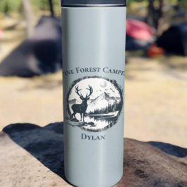 Blauwe Herten Bossen & Bergen Aangepaste Tekst & N Thermosbeker