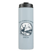 Blauwe Herten Bossen & Bergen Aangepaste Tekst & N Thermosbeker (Voorkant)