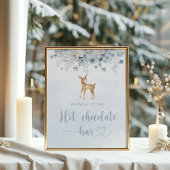 Blauwe herten Opwarmen bij het warme chocoladereep Poster