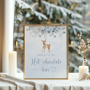 Blauwe herten Opwarmen bij het warme chocoladereep Poster