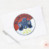 Blauwe het flardsticker van het Spook Ronde Sticker (Envelop)