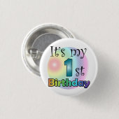 Blauwe Het is mijn eerste verjaardag Ronde Button 3,2 Cm (Voorkant /achterkant)