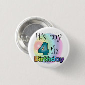 Blauwe Het is mijn vierde verjaardag Ronde Button 3,2 Cm (Voorkant /achterkant)