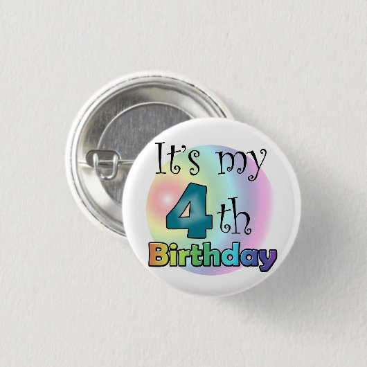Blauwe Het is mijn vierde verjaardag Ronde Button 3,2 Cm (Voorkant /achterkant)