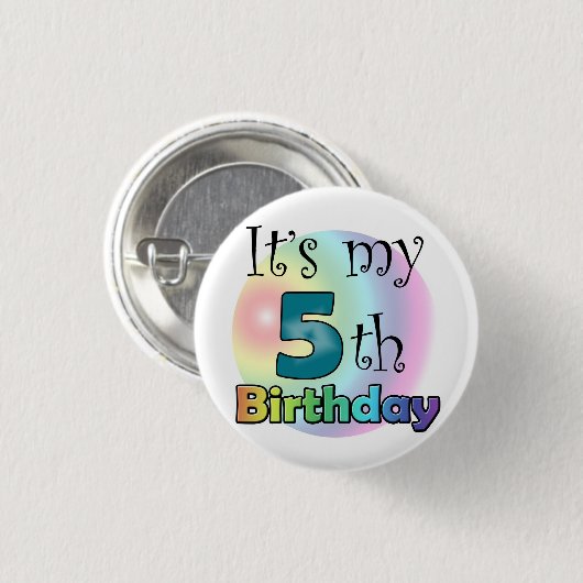 Blauwe Het is mijn vijfde verjaardag Ronde Button 3,2 Cm (Voorkant /achterkant)