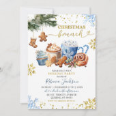 Blauwe hete cacaukoekjes Kerst brunch Kaart (Voorkant)