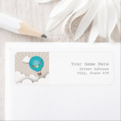 Blauwe Hete Luchtballon Adreslabel Etiket (Insitu)