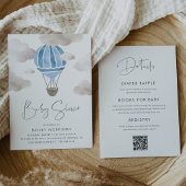 Blauwe Hete Luchtballon allen in Één Baby shower Kaart