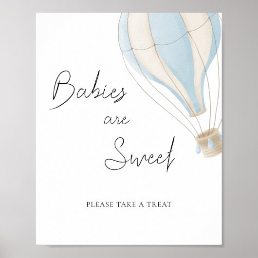 Blauwe Hete Luchtballon Baby shower Baby's zijn Zo Poster (Voorkant)