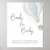 Blauwe Hete Luchtballon Baby shower Boeken voor Ba Poster (Voorkant)