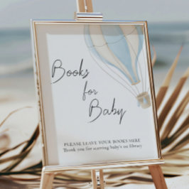 Blauwe Hete Luchtballon Baby shower Boeken voor Ba Poster