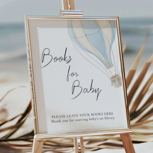 Blauwe Hete Luchtballon Baby shower Boeken voor Ba Poster