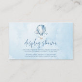 Blauwe Hete Luchtballon Baby shower Display Douche Informatiekaartje (Voorkant)