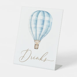 Blauwe Hete Luchtballon Baby shower Drinken Reclamebord Met Voetstuk