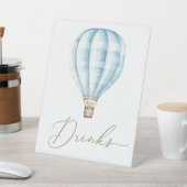 Blauwe Hete Luchtballon Baby shower Drinken Reclamebord Met Voetstuk (Insitu)