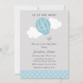 Blauwe Hete Luchtballon Baby shower Invitation Kaart (Voorkant)