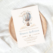 Blauwe Hete Luchtballon Baby shower Invitation Kaart