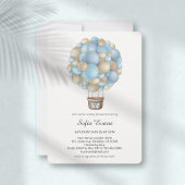 Blauwe Hete Luchtballon Baby shower Invitation Kaart