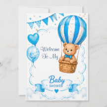 Blauwe hete luchtballon baby shower 🎈