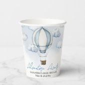 Blauwe Hete Luchtballon Baby shower Papieren beker (Achterkant)