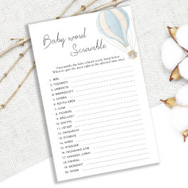 Blauwe Hete Luchtballon Baby shower Word Scramble