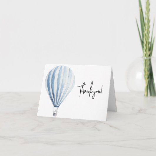 Blauwe hete luchtballon bedankkaart (Voorkant)