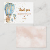 Blauwe hete luchtballon bedankt notitiekaartje (Voorkant / Achterkant)