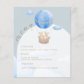 Blauwe Hete Luchtballon Beer Boog Baby shower Menu (Voorkant)