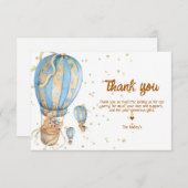 Blauwe Hete Luchtballon Boho Bedankkaart (Voorkant / Achterkant)