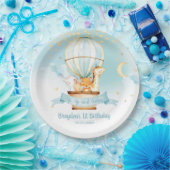 Blauwe Hete Luchtballon Dieren Verjaardagsfeest Papieren Bordje (Feest)