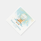 Blauwe Hete Luchtballon Dieren Verjaardagsfeest Servet (Hoek)